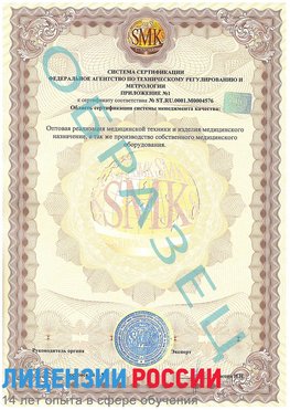 Образец сертификата соответствия (приложение) Ачинск Сертификат ISO 13485